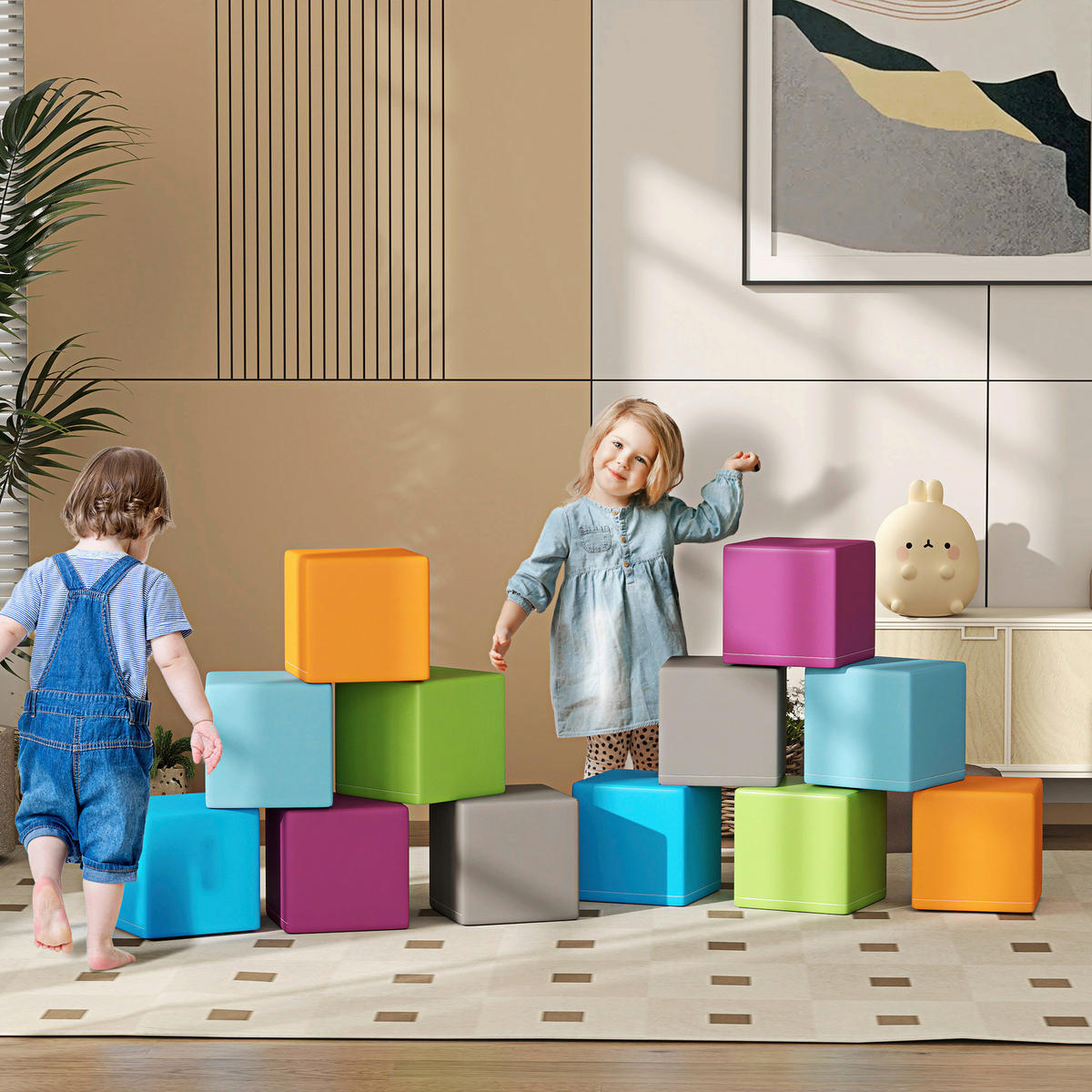 HOMCOM Softbausteine B/H/L: ca. 20x20x20 cm Softbausteine - multicolor (20,00/20,00/20,00cm) - HOMCOM