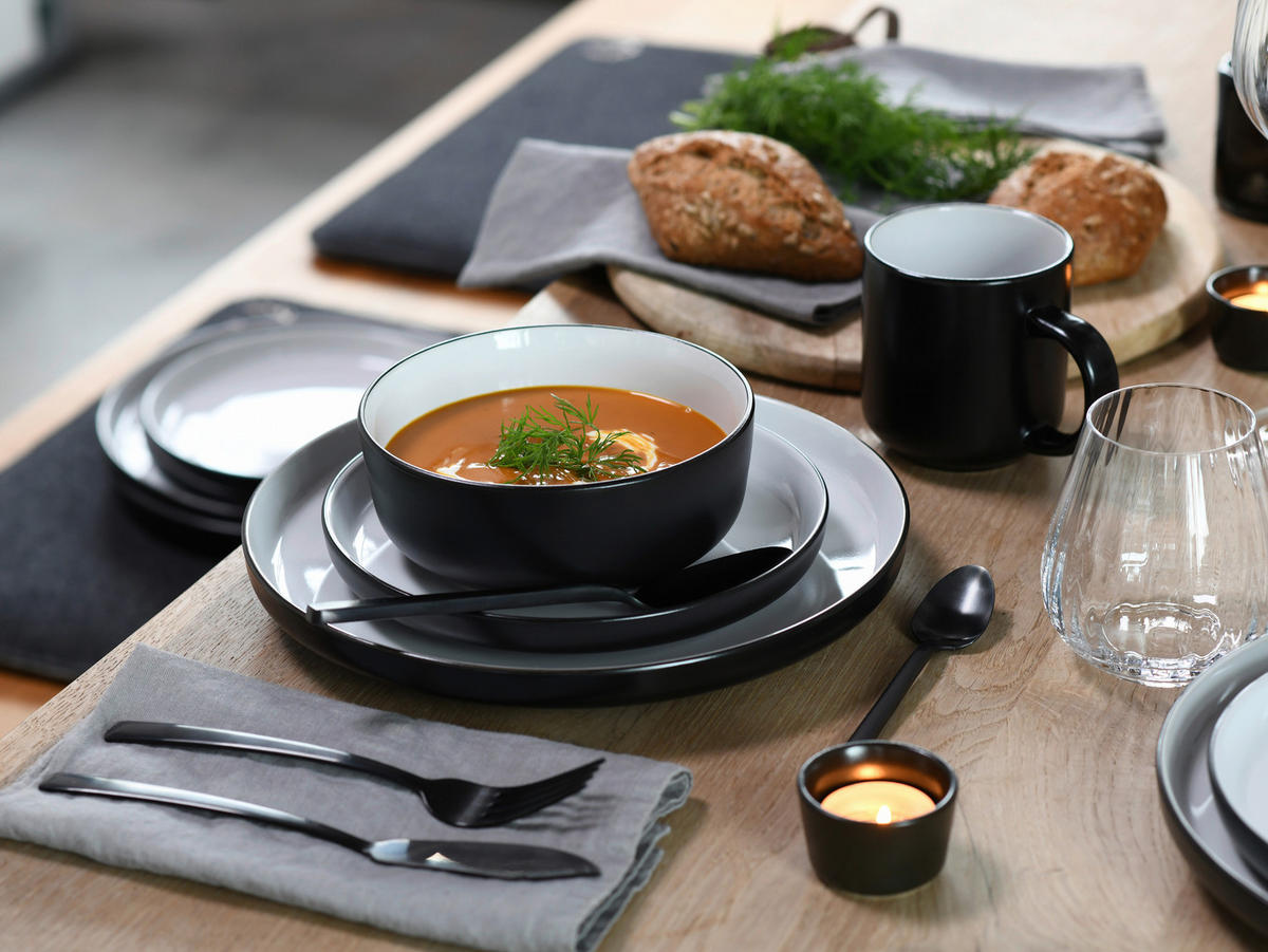 CreaTable Kombiservice Nordic weiß Steinzeug 16 tlg. Nordic - weiß/schwarz - CreaTable
