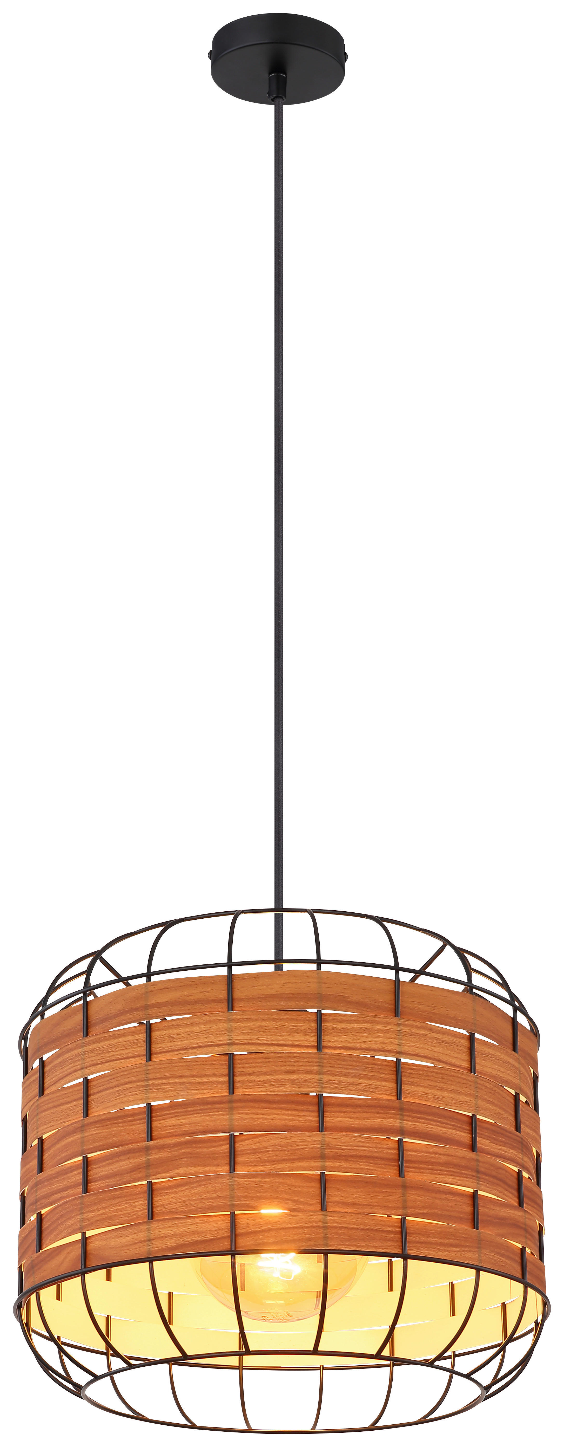 GLOBO Pendelleuchte ELMAR 15665H natur schwarz Metall Kunststoff H/D: ca. 120x35 cm 1.0 Brennstellen ELMAR - natur/schwarz (35,00/120,00cm) - GLOBO