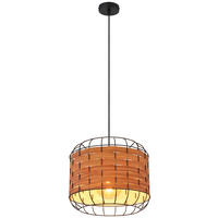 GLOBO Pendelleuchte ELMAR 15665H natur schwarz Metall Kunststoff H/D: ca. 120x35 cm 1.0 Brennstellen ELMAR - natur/schwarz (35,00/120,00cm) - GLOBO