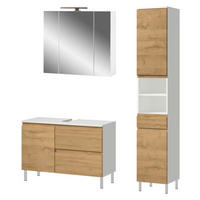 Badezimmer-Set 7954-559 weiß Eiche Grand-Son Nachbildung B/H/T: ca. 129x190x34 cm 7954-559 - Eiche/weiß (129,00/190,00/34,00cm) - Germania