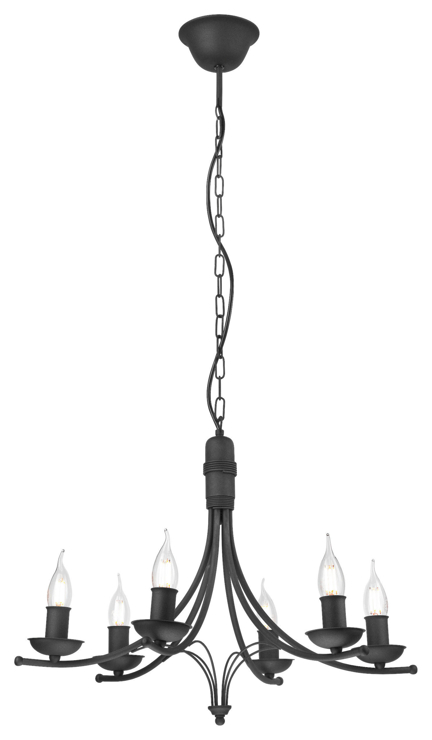 Lamkur Pendelleuchte LUCY 44118 schwarz Stahl H/L: ca. 100x58 cm E14 6 Brennstellen Lucy - schwarz (58,00cm) - Lamkur