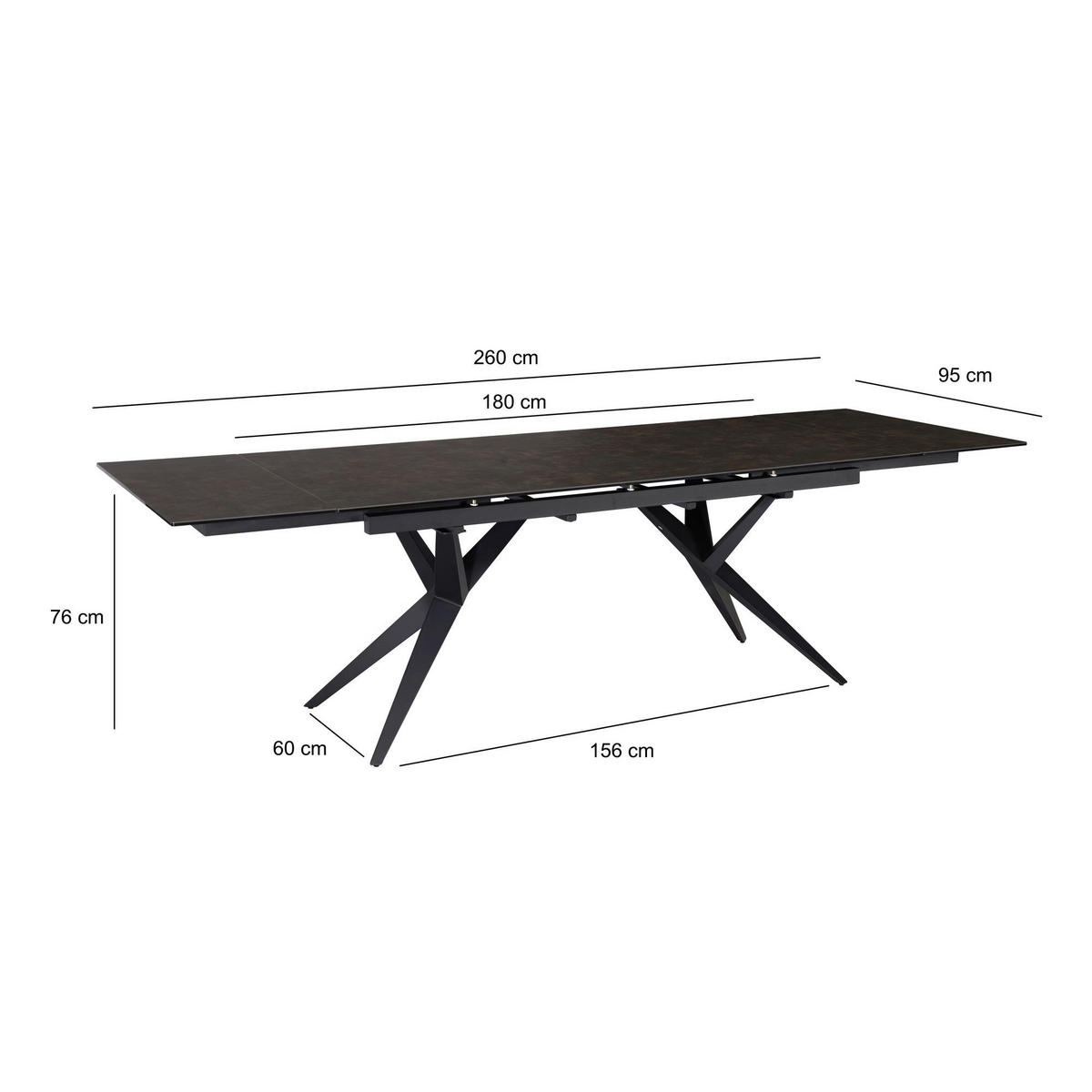 Esstisch schwarz Marmor Optik B/H/T: ca. 180x76x95 cm Esszimmertisch - schwarz (180,00/76,00/95,00cm) - Wohnling
