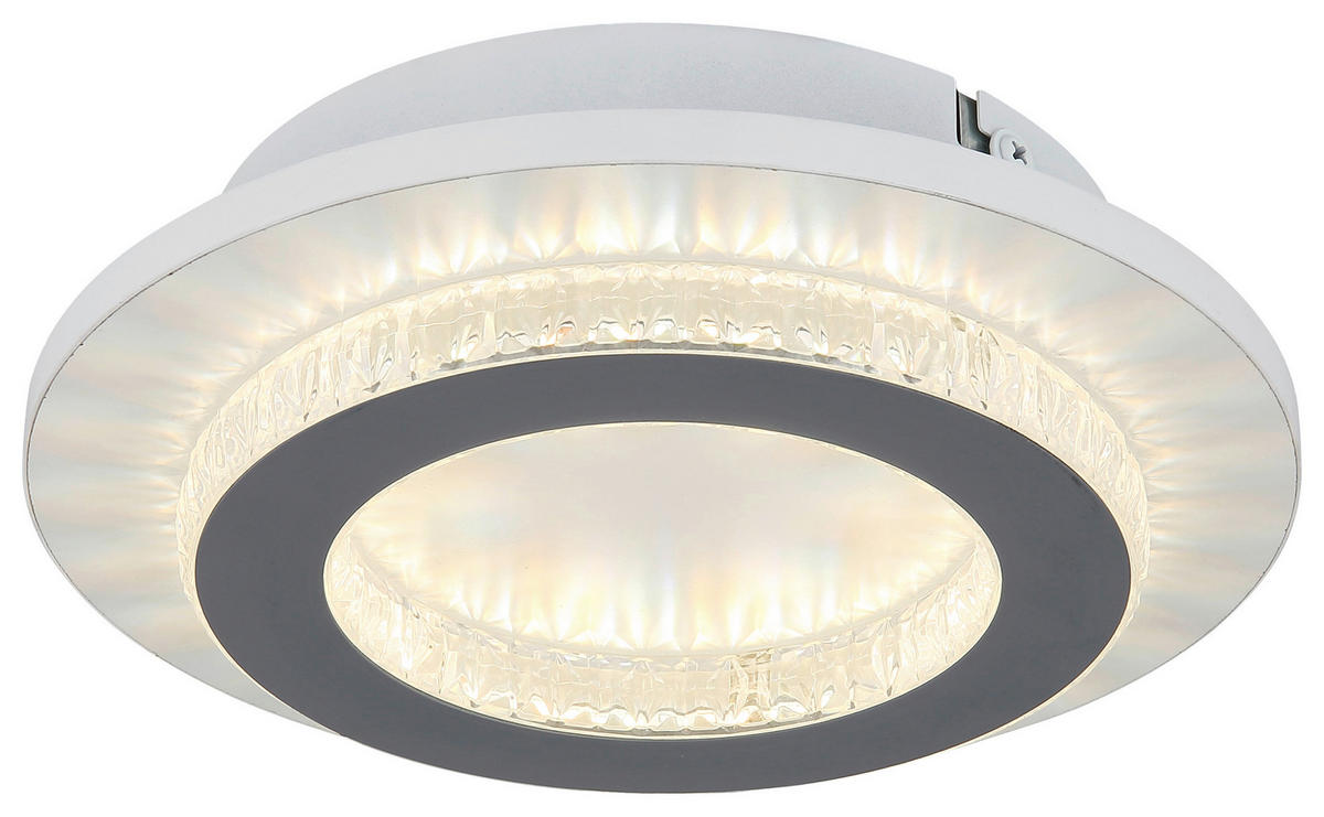 GLOBO LED-Deckenleuchte klar hellgrau weiß Kunststoff Metall H/D: ca. 5,5x20 cm 1 Brennstellen JAYDEN - klar/hellgrau (20,00/5,50cm) - GLOBO