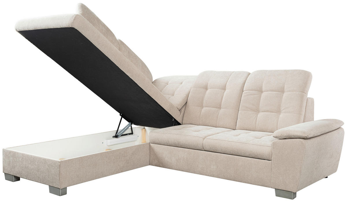 Ecksofa Bonny pearl Microfaser B/H/T: ca. 260x107x214 cm Bonny - silber/pearl (260,00/107,00/214,00cm)