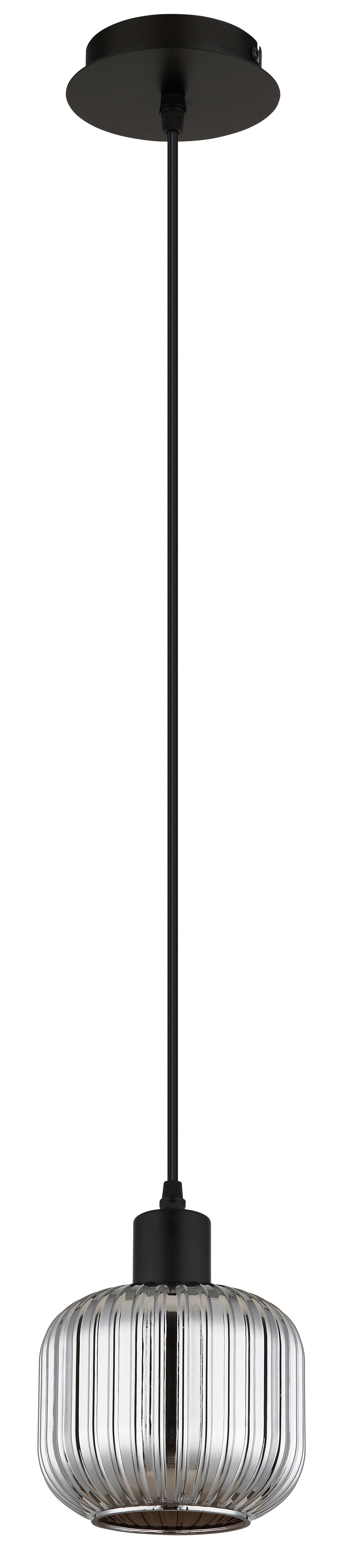 GLOBO Pendelleuchte TOM 30500108 Rauch schwarz Glas Metall H/D: ca. 120x15 cm E14 1 Brennstellen TOM - schwarz/Rauch (15,00/120,00cm) - GLOBO