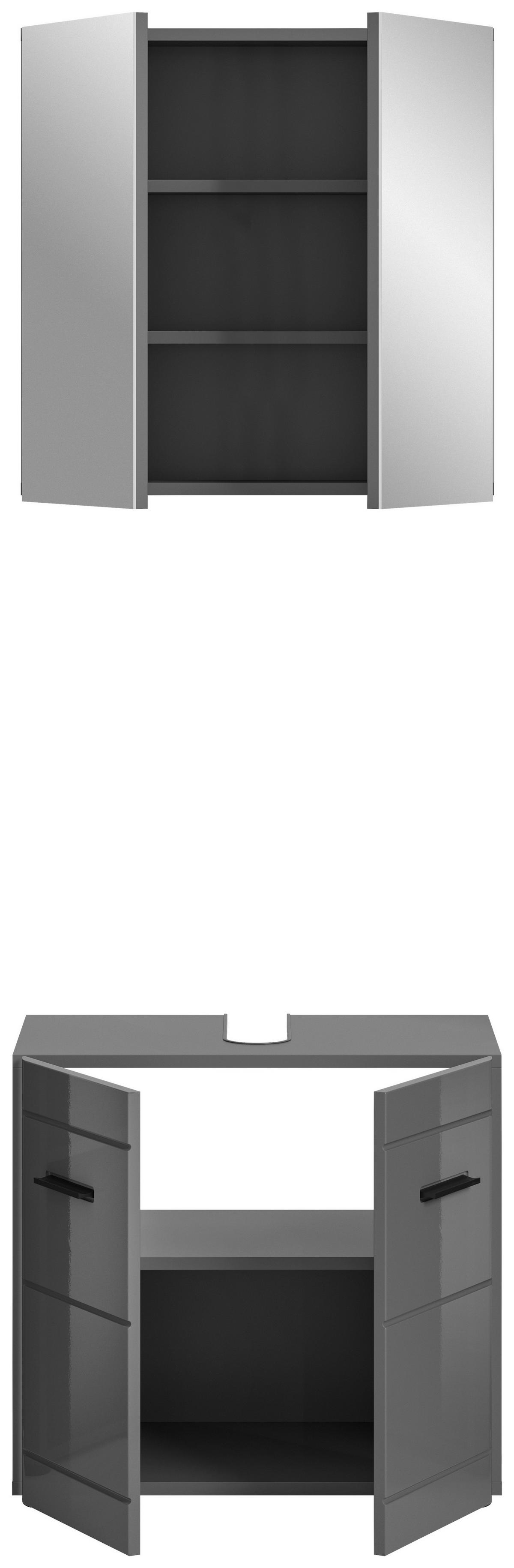 Badezimmer-Set SOFT grau grau Hochglanz B/H/T: ca. 60x190x34 cm SOFT - grau (60,00/190,00/34,00cm) - xonox.home