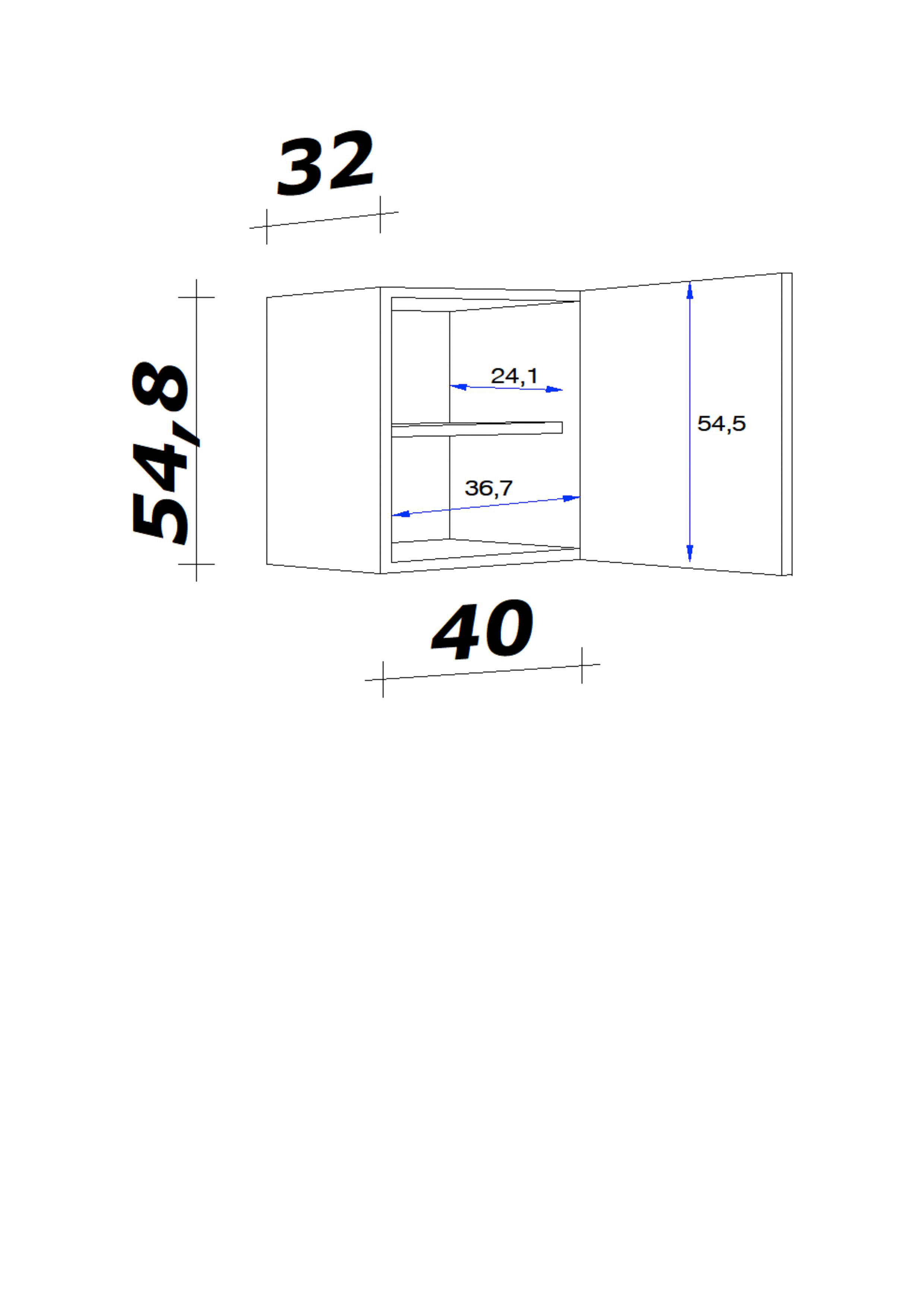 Hängeschrank Valero weiß Hochglanz B/H/T: ca. 40x54,8x32 cm Valero - Eiche/weiß (40,00/54,80/32,00cm) - Flex-Well