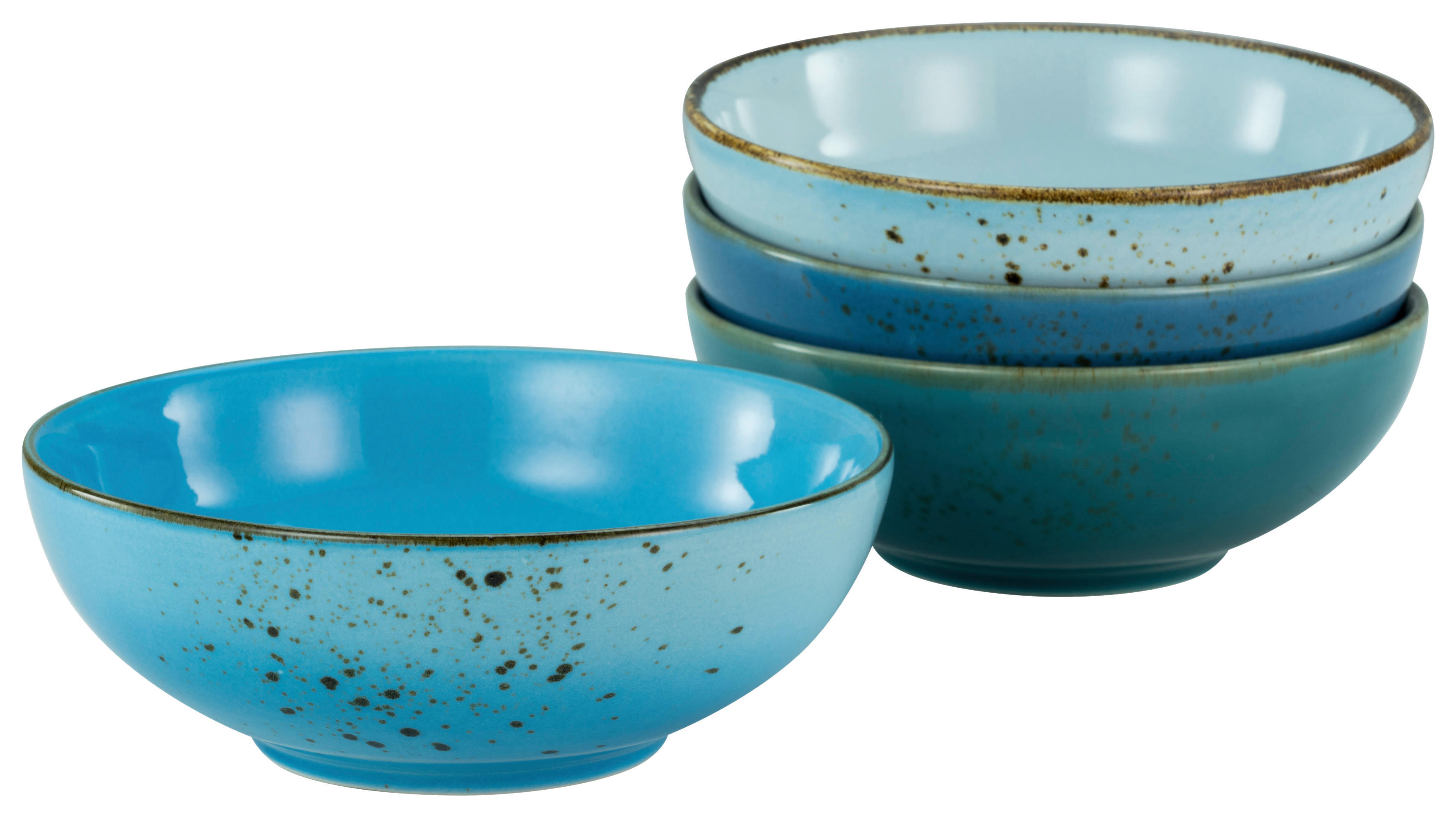 CreaTable Schalen-Set Nature Collection Aqua blau Steinzeug 4 tlg. Nature Collection Aqua - blau (16,50/55,00cm) - CreaTable