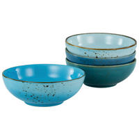 CreaTable Schalen-Set Nature Collection Aqua blau Steinzeug 4 tlg. Nature Collection Aqua - blau (16,50/55,00cm) - CreaTable