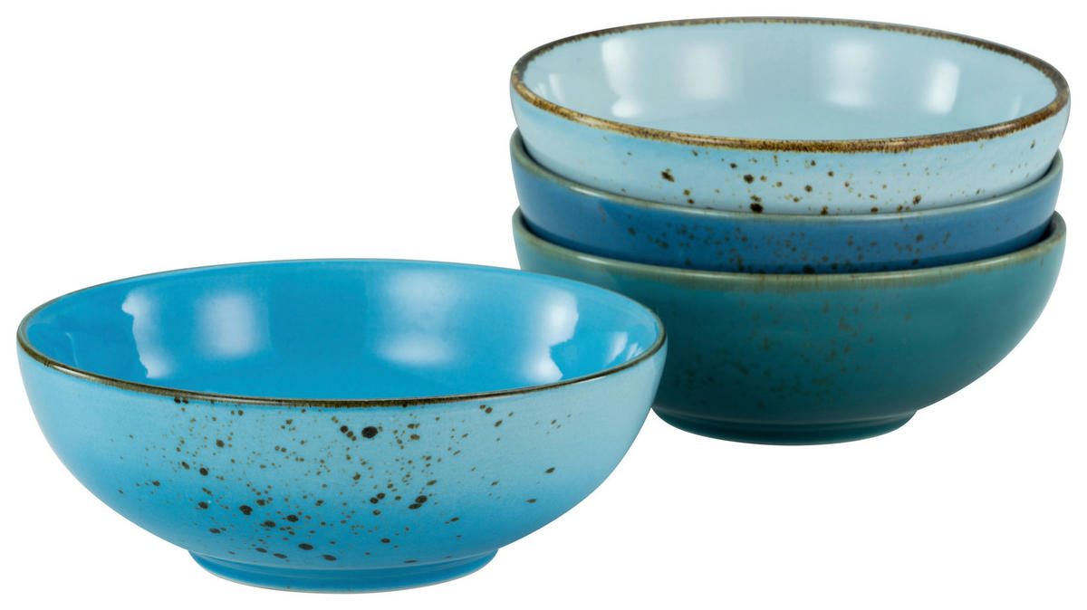 CreaTable Schalen-Set Nature Collection Aqua blau Steinzeug 4 tlg. Nature Collection Aqua - blau (16,50/55,00cm) - CreaTable