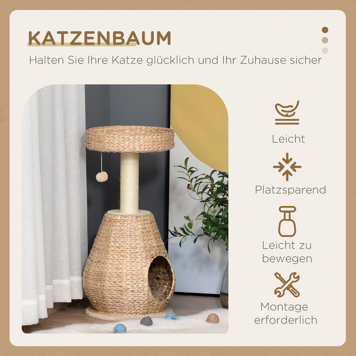 PawHut Kratzbaum gelb Edelstahl B/H/L: ca. 40x40x82,5 cm Kratzbaum - gelb (82,50/40,00/40,00cm) - PawHut