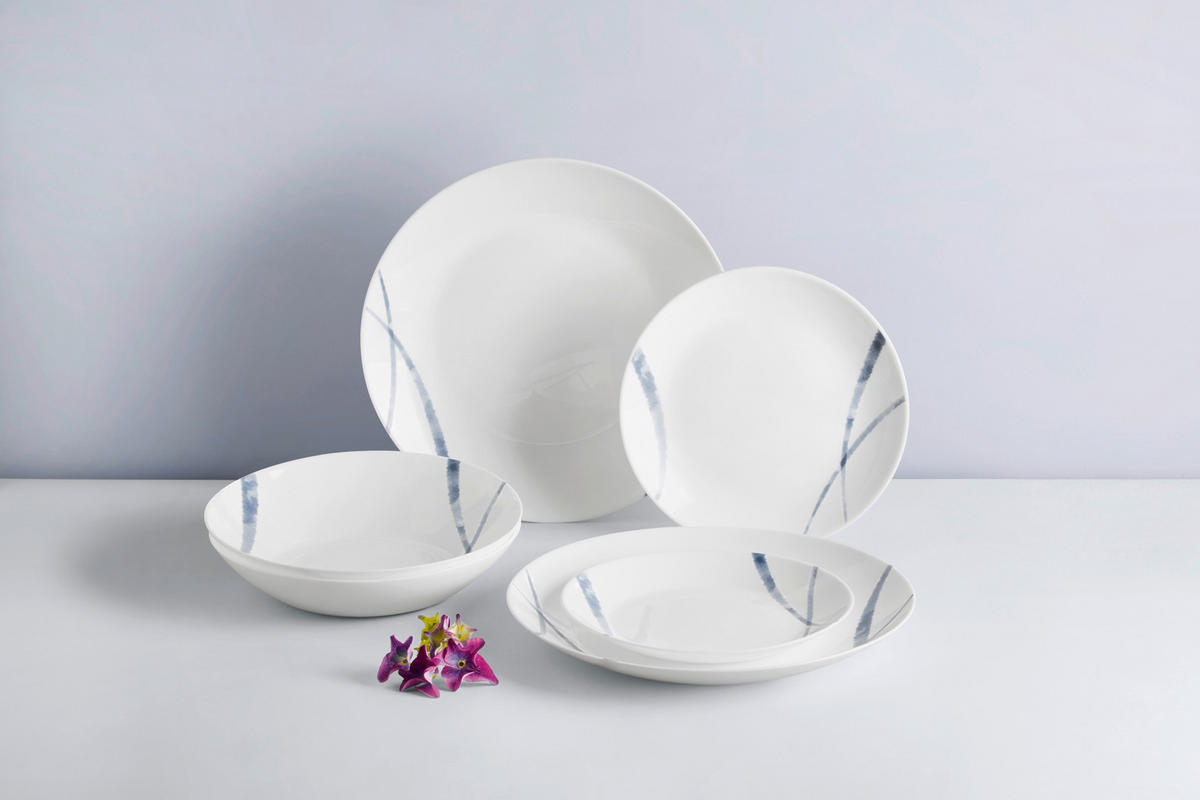 van Well Tafel-Set weiß Opal-Hartglas 2 tlg. Tafelset_Madrid_18tlg. - weiß - van Well