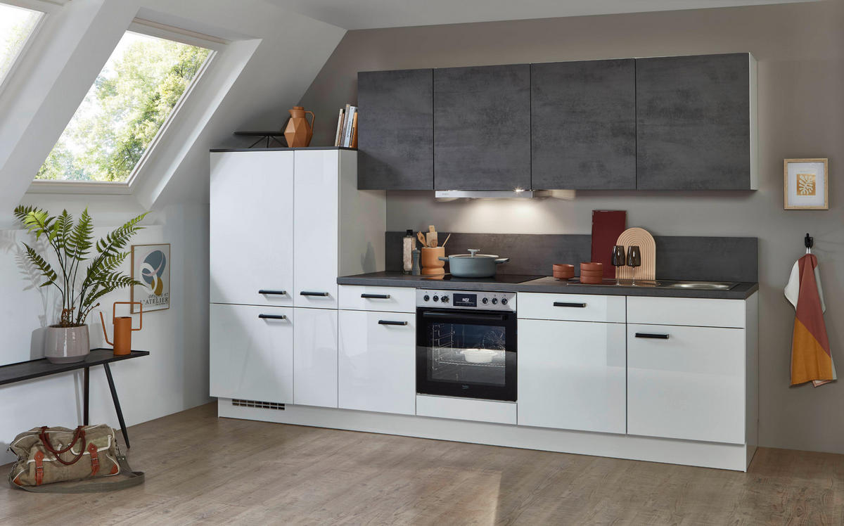 nobilia Küchenblock Flash Alpinweiß B/T: ca. 320x60 cm Flash - Beton/Alpinweiß (320,00/60,00cm) - nobilia