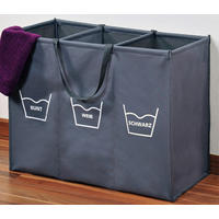 Kesper Wäschesammler grau Polyester B/H/L: ca. 36x60x74 cm Wäschesammler_3er-Einteilung - grau (74,00/36,00/60,00cm) - Kesper
