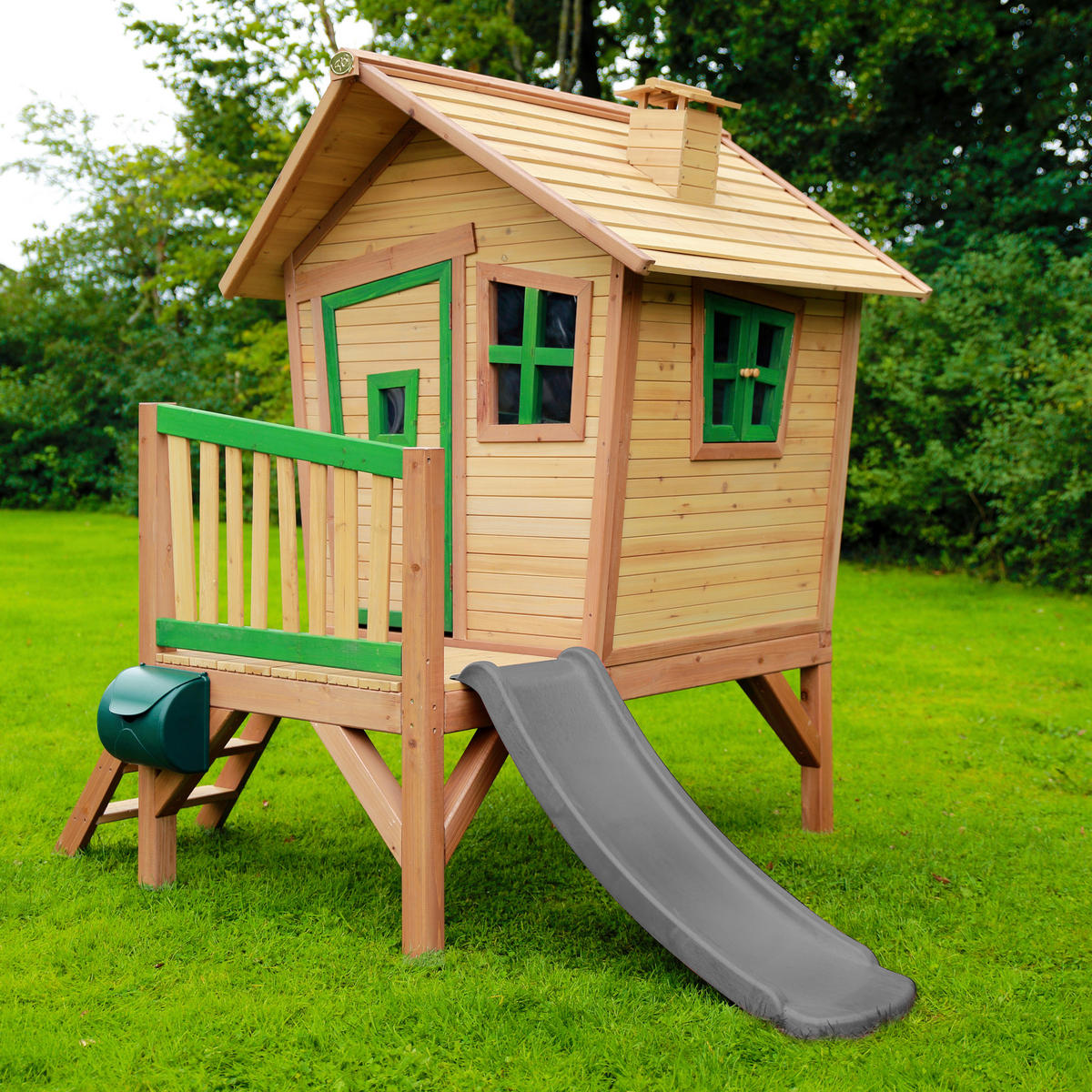 AXI Spielhaus Robin grau B/H/L: ca. 264x203x177 cm Robin - braun/grün (177,00/264,00/203,00cm) - AXI