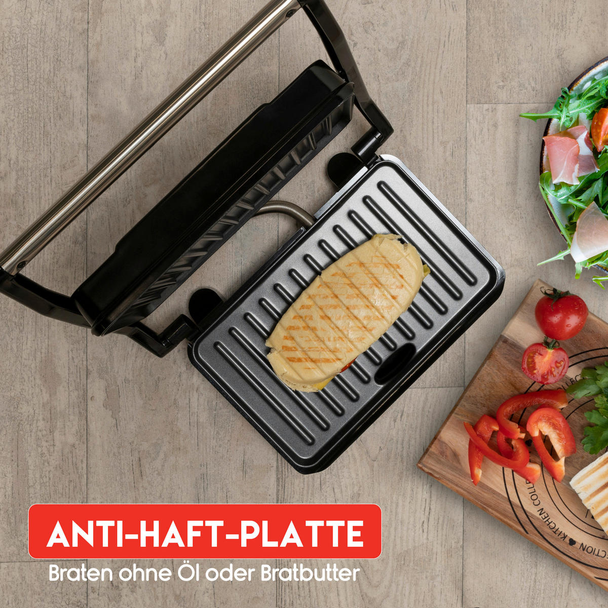 alpina Kontaktgrill silber Aluminium B/H/L: ca. 24x9,5x27,5 cm Kontaktgrill - silber (27,50/24,00/9,50cm) - alpina