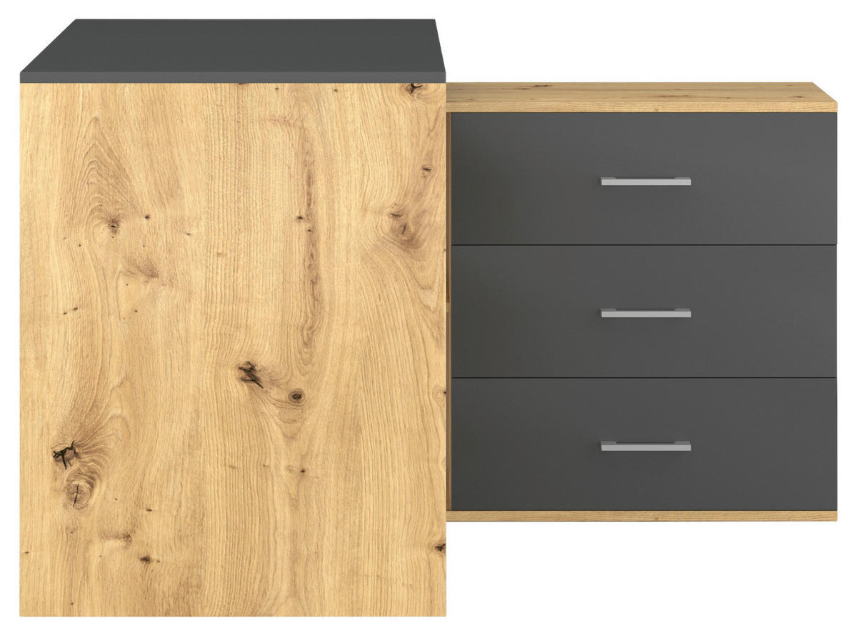 Schreibtisch KURT Eiche Artisan Nachbildung anthrazit B/H/T: ca. 120x75,4x122 cm KURT - Eiche/anthrazit (120,00/75,40/122,00cm) - WIPMEB