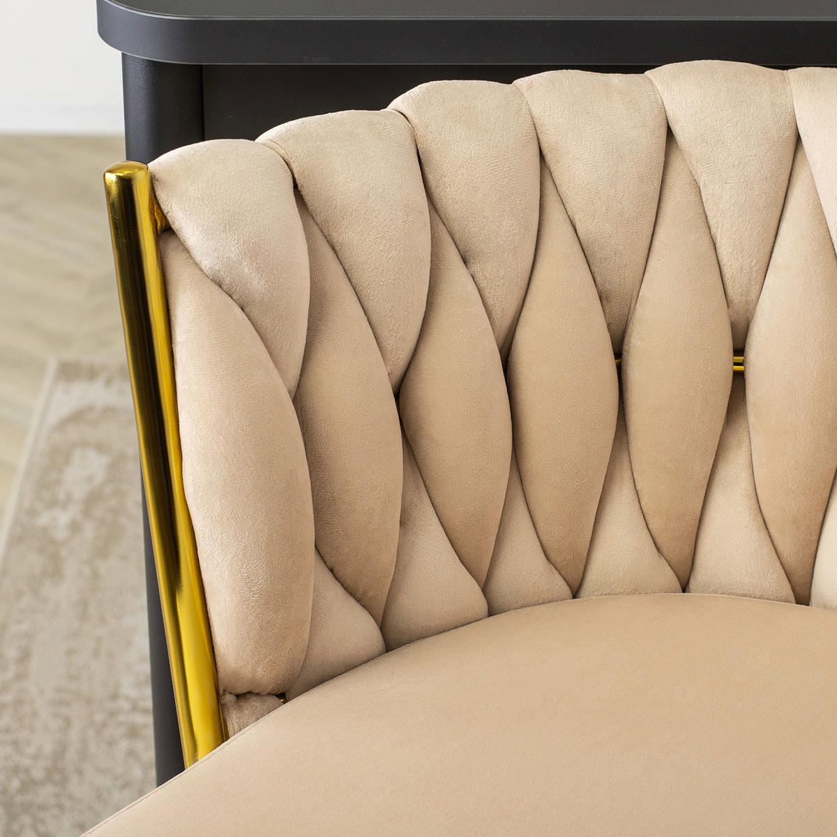 Barhocker FLORES creme Velourstoff B/H/T: ca. 60x104,5x56 cm FLORES - creme (60,00/104,50/56,00cm) - WIPMEB