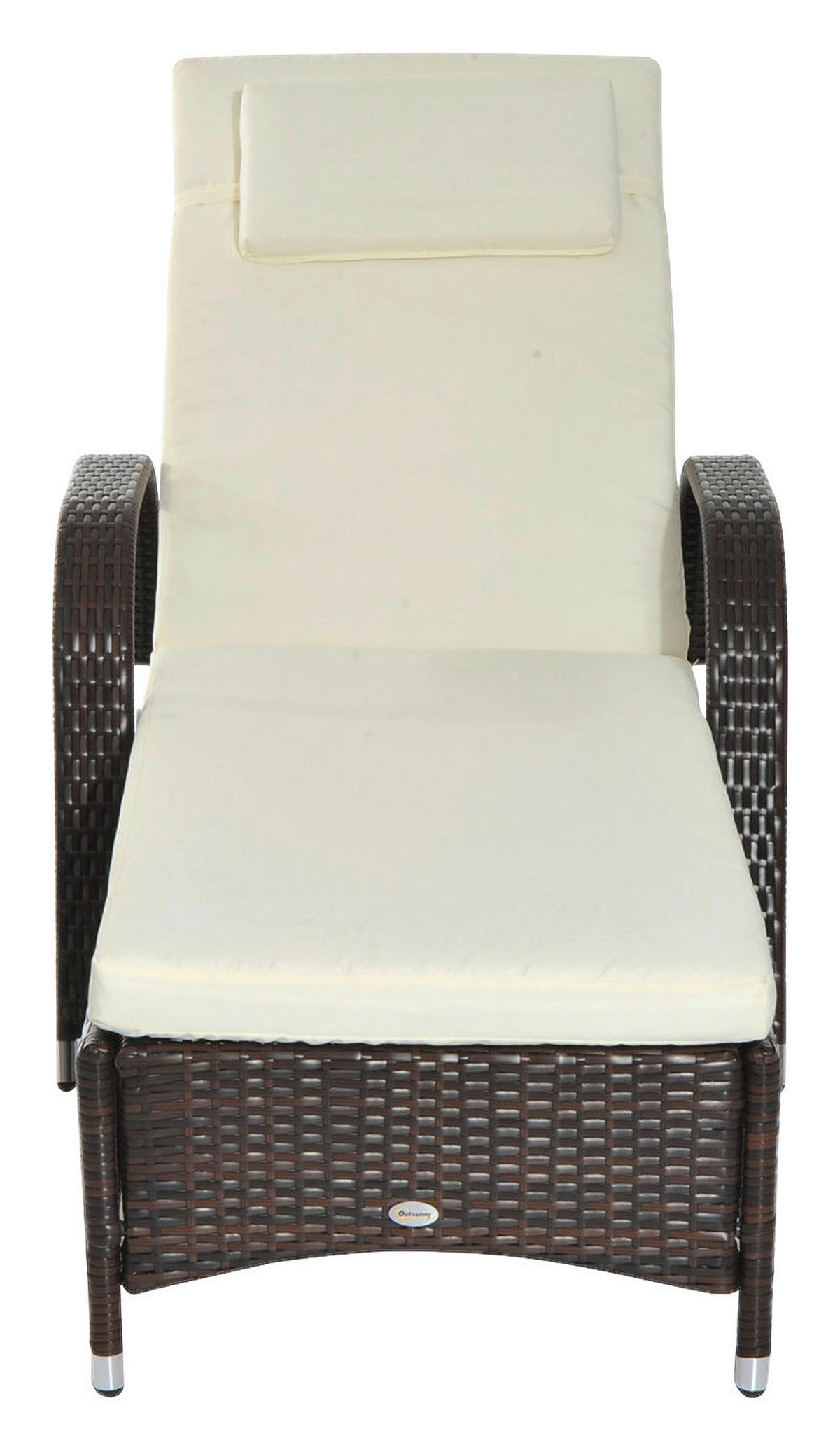 Outsunny Sonnenliege braun Metall B/H/L: ca. 73x103x200 cm Mobile_Rattanliege - braun/beige (200,00/73,00/103,00cm) - Outsunny