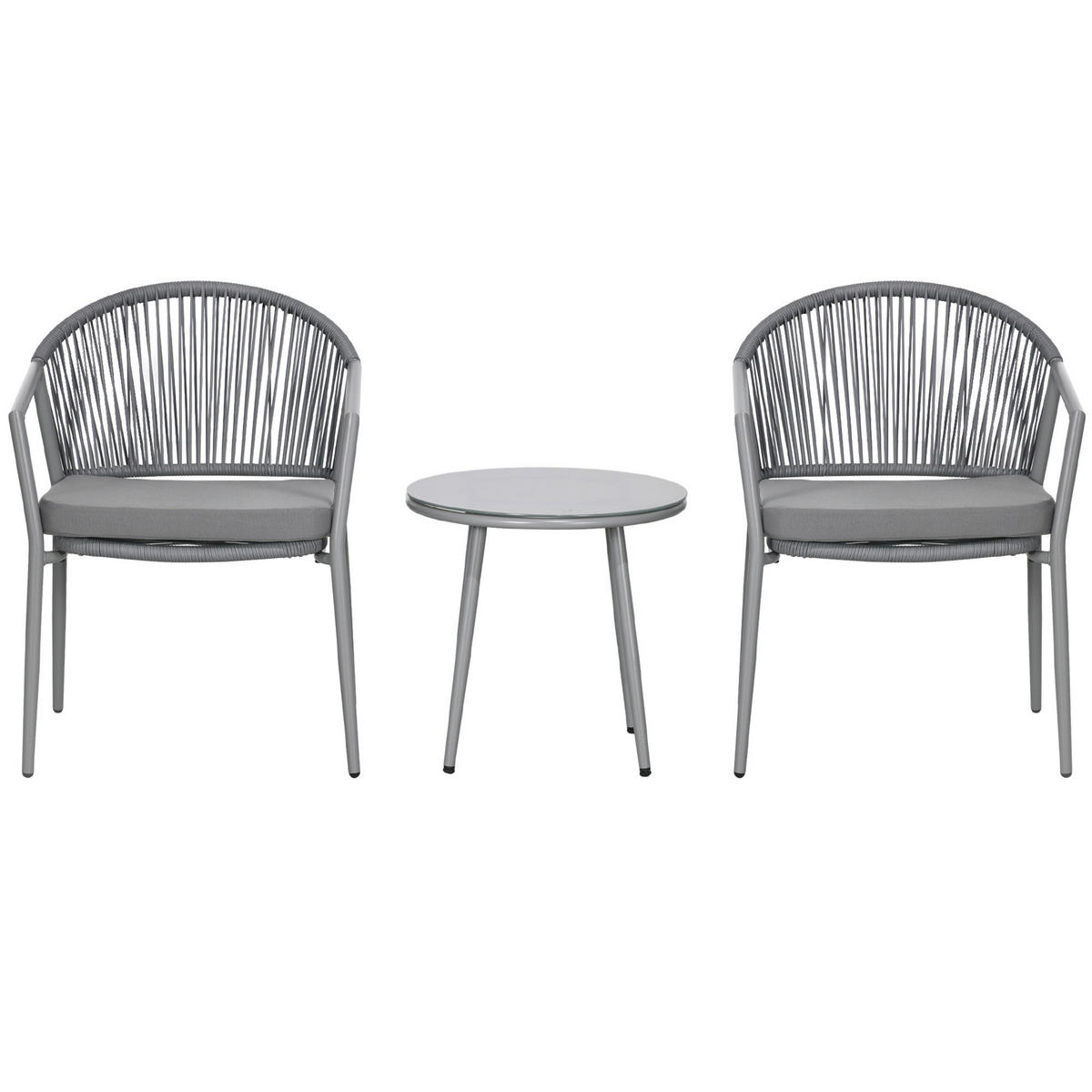 Outsunny Bistro-Set hellgrau Stahl B/H/L: ca. 62x78x58 cm Bistro-Set - hellgrau (58,00/62,00/78,00cm) - Outsunny