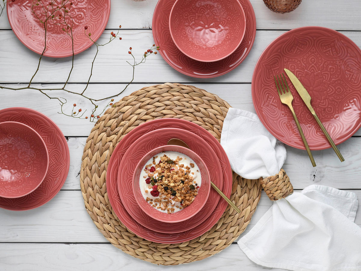 CreaTable Tafelservice Orient Mandala rot Porzellan 18 tlg. Orient Mandala - rot - CreaTable