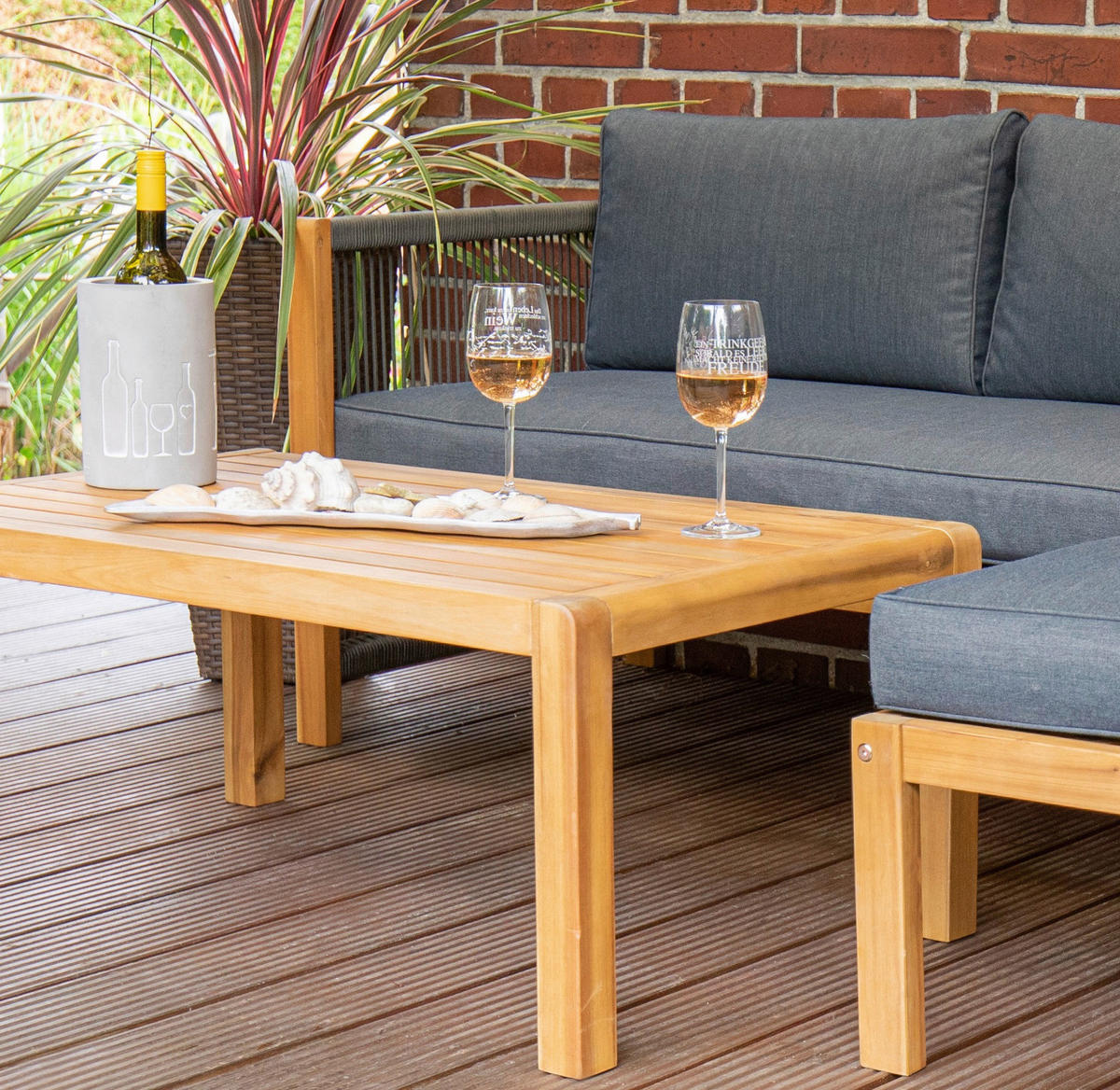 Acamp Loungeset Malaga teak Akazie B/H/T: ca. 132x64x66 cm Malaga - teak (132,00/64,00/66,00cm) - Acamp