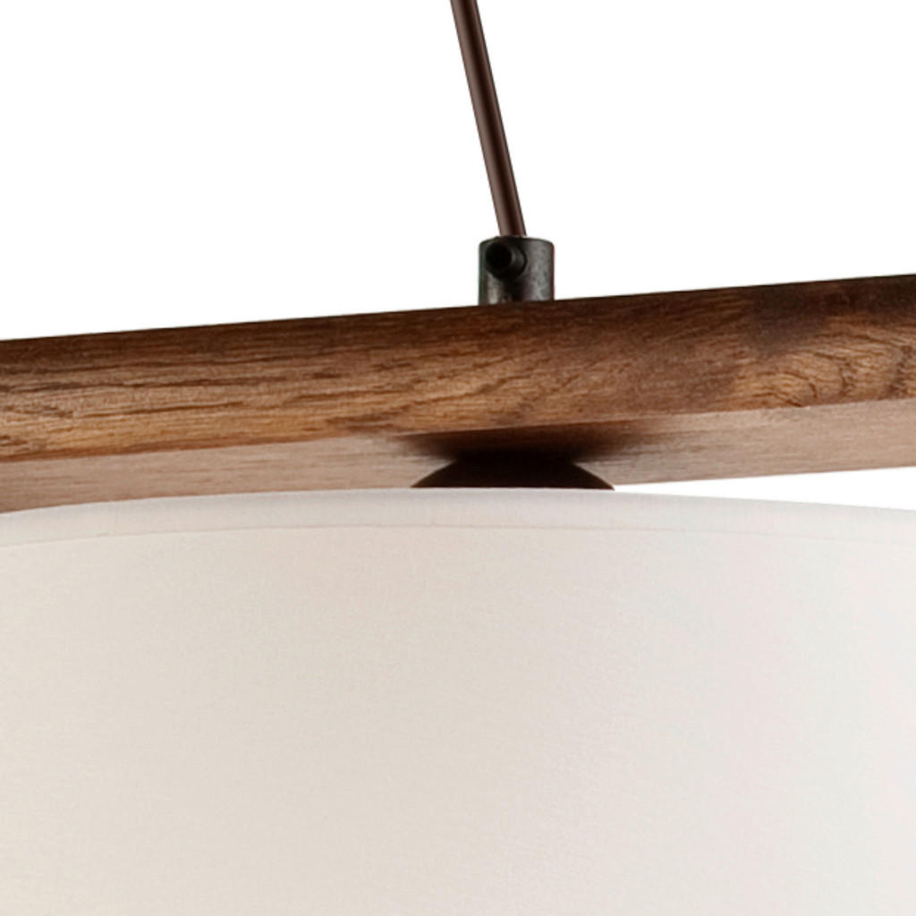Thumbnail - Lamkur Pendelleuchte AIDA 35178 Eiche Holz Stoff Stahl H/L: ca. 95x90 cm E27 2 Brennstellen