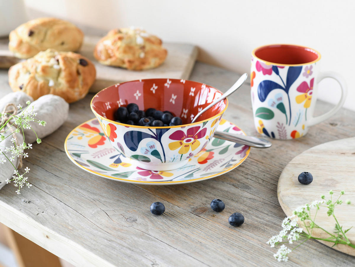 CreaTable Teller-Set Folklore bunt Steinzeug Folklore - bunt - CreaTable