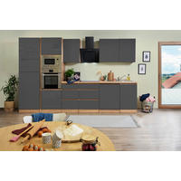 Respekta Küchenblock Premium grau hochglänzend B/H/T: ca. 345x220,5x60 cm Premium - Eiche/grau (345,00/220,50/60,00cm) - Respekta