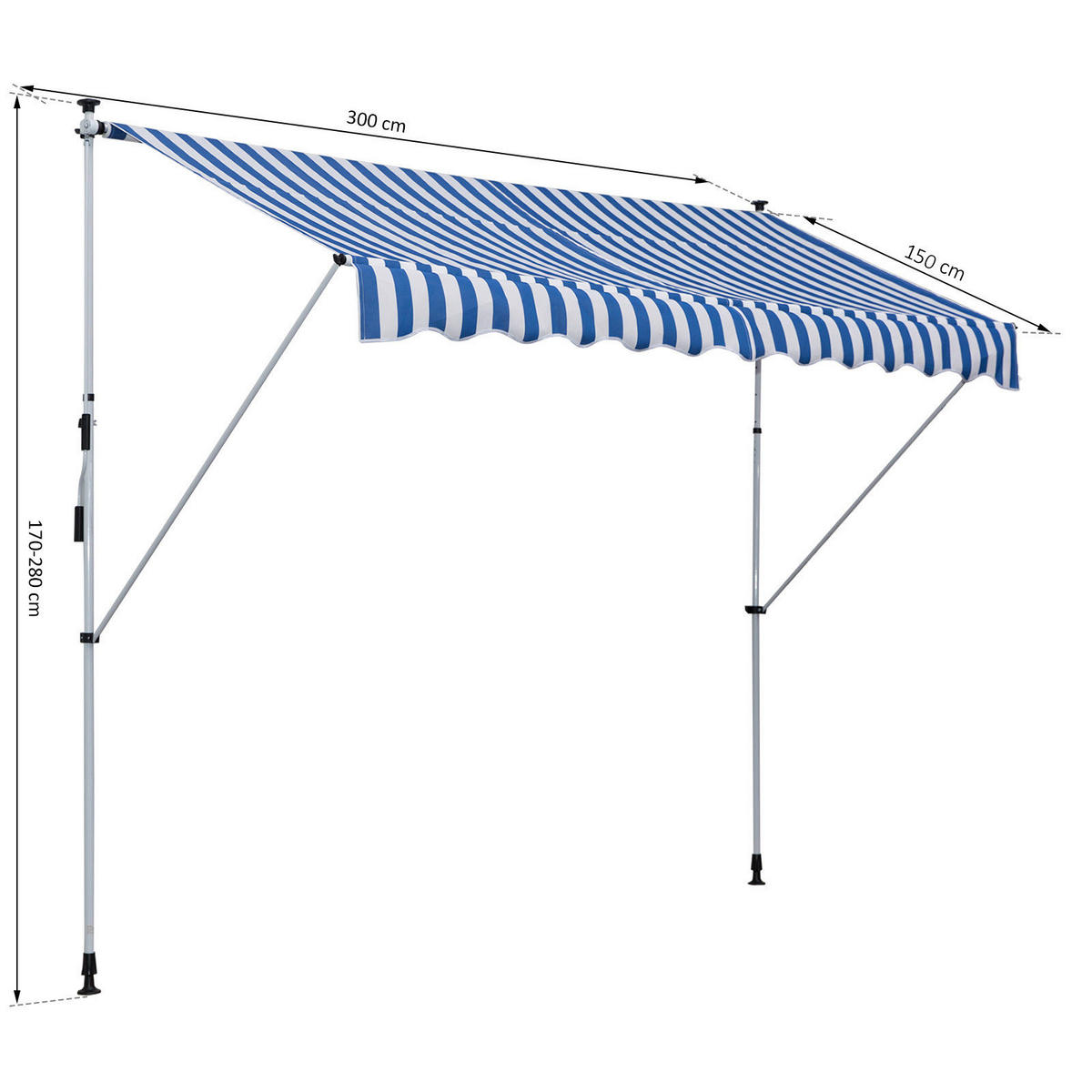 Klemm-Markise blau B/H/L: ca. 300x280x150 cm Klemmmarkise - blau (150,00/300,00/280,00cm) - Outsunny