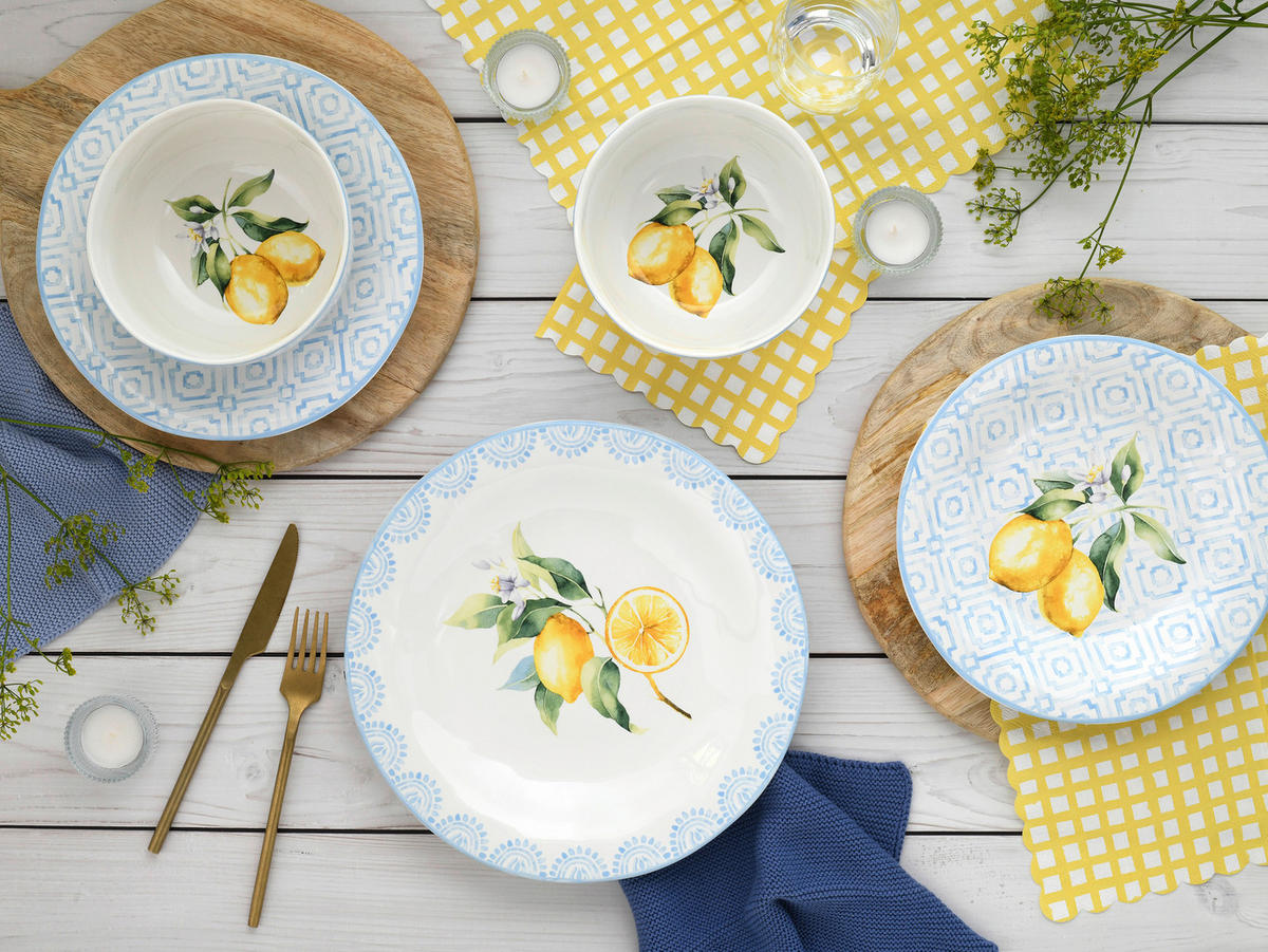 CreaTable Tafelservice Lemoncello bunt Steinzeug 12 tlg. Lemoncello - bunt - CreaTable