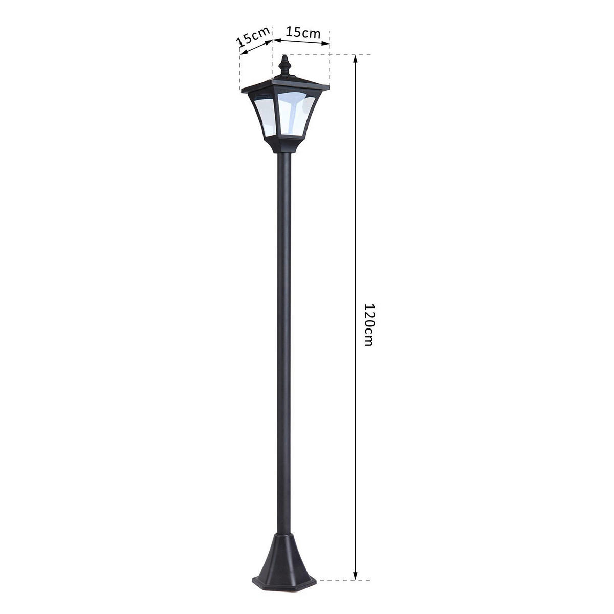 Solar Laterne 842-107 schwarz Kunststoff B/H/L: ca. 15x120x15 cm Solar Laterne 842-107 - schwarz (15,00/15,00/120,00cm) - Outsunny