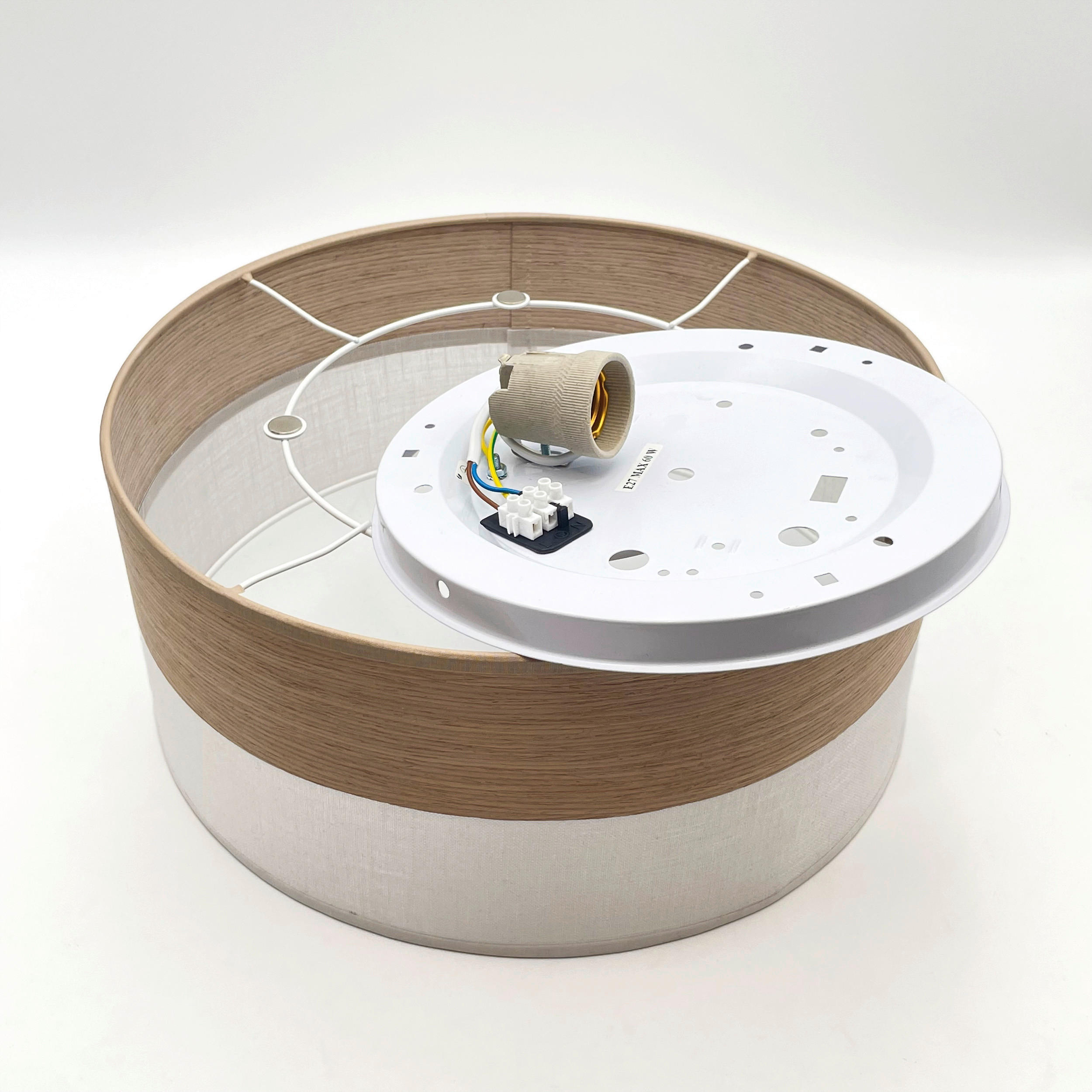 Lamkur Deckenleuchte weiß Eiche PVC Holz B/H/L: ca. 35x15x35 cm E27 1 Brennstellen Dafne - Eiche/weiß (35,00/35,00/15,00cm) - Lamkur