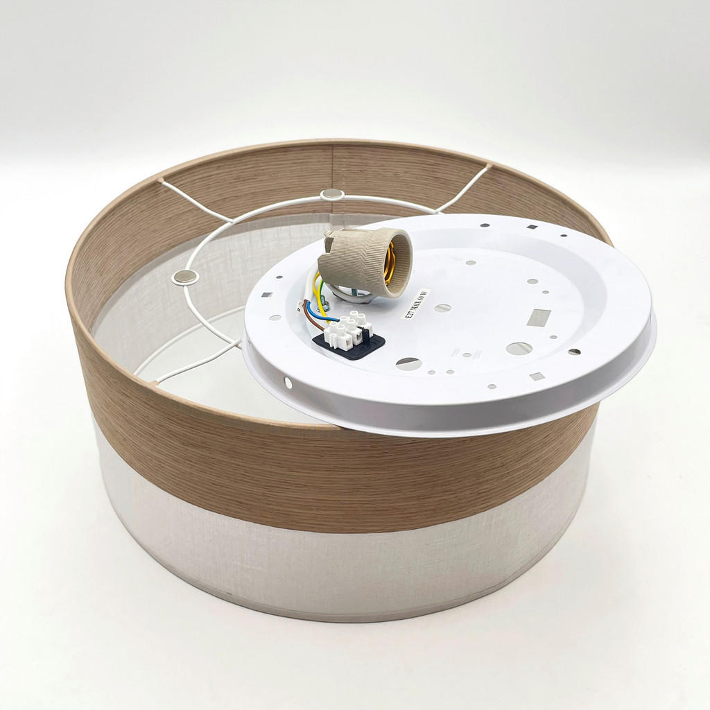 Thumbnail - Lamkur Deckenleuchte weiß Eiche PVC Holz B/H/L: ca. 35x15x35 cm E27 1 Brennstellen