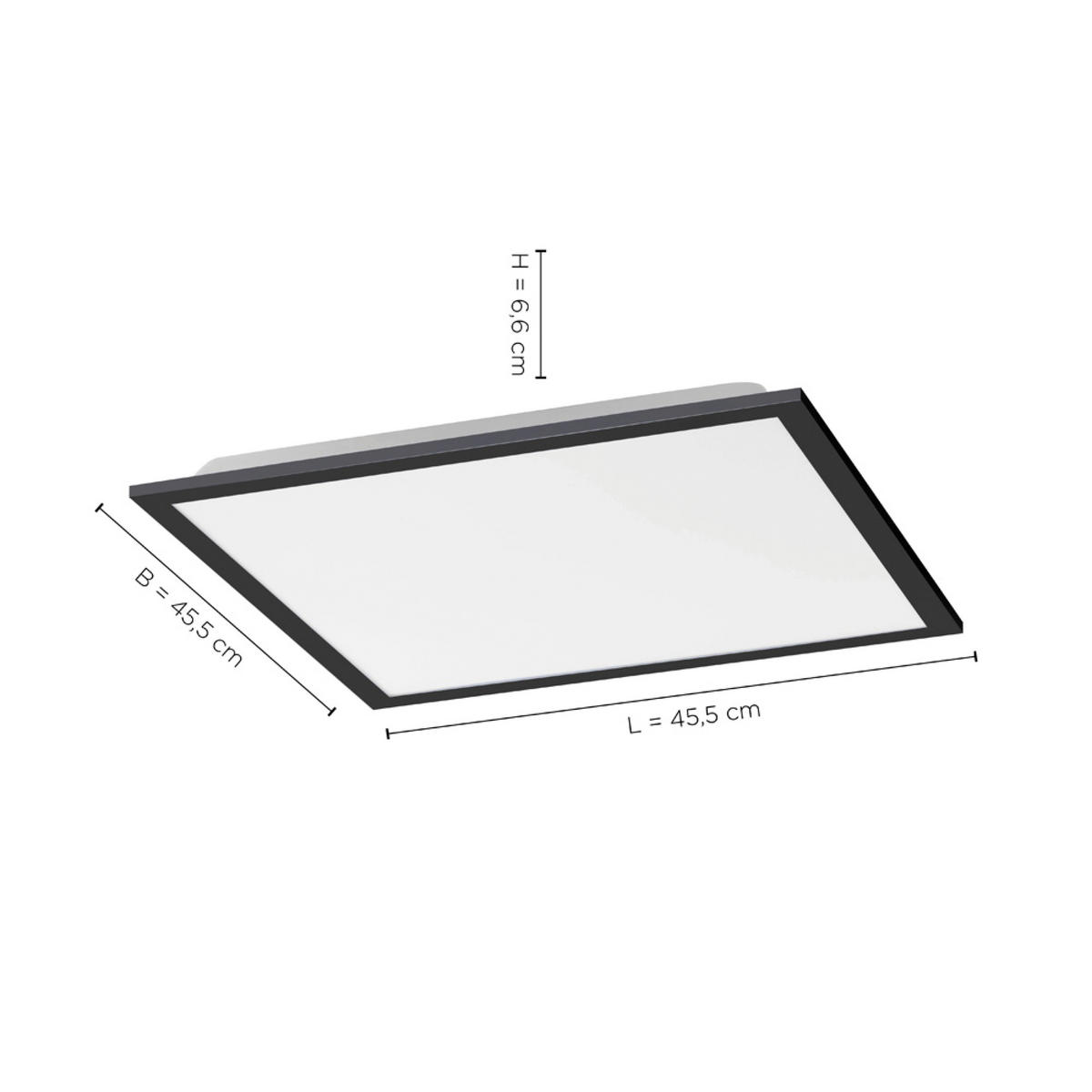 Just Light LED-Deckenpanel FLAT 14755-18 schwarz weiß Kunststoff Metall B/H/T: ca. 44,5x7x44,5 cm 1 Brennstellen FLAT - weiß/schwarz (44,50/7,00/44,50cm) - Just Light