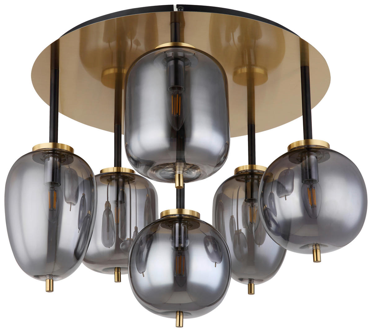 GLOBO Deckenleuchte messing Glas Metall H/D: ca. 38x65 cm 6 Brennstellen 15345-6DMM - messing (65,00/38,00cm) - GLOBO