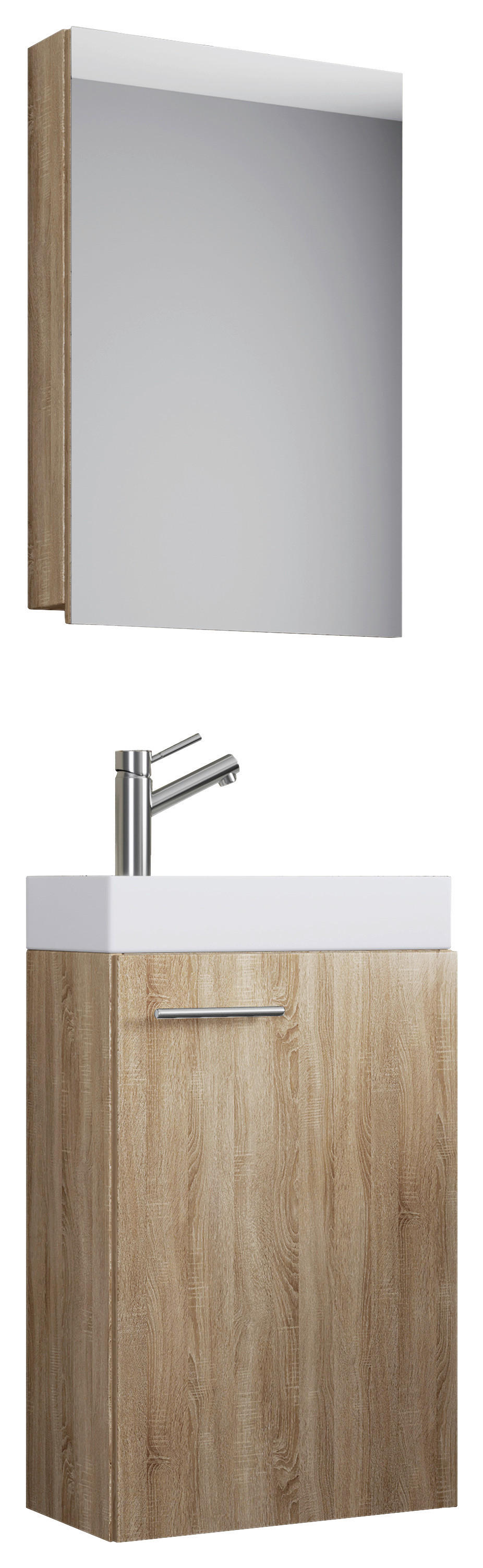 Waschplatz 3tlg-Slito Eiche Sonoma Nachbildung weiß B/H/T: ca. 41x130x22 cm 3tlg-Slito - Eiche/weiß (41,00/130,00/22,00cm) - VCM Möbel