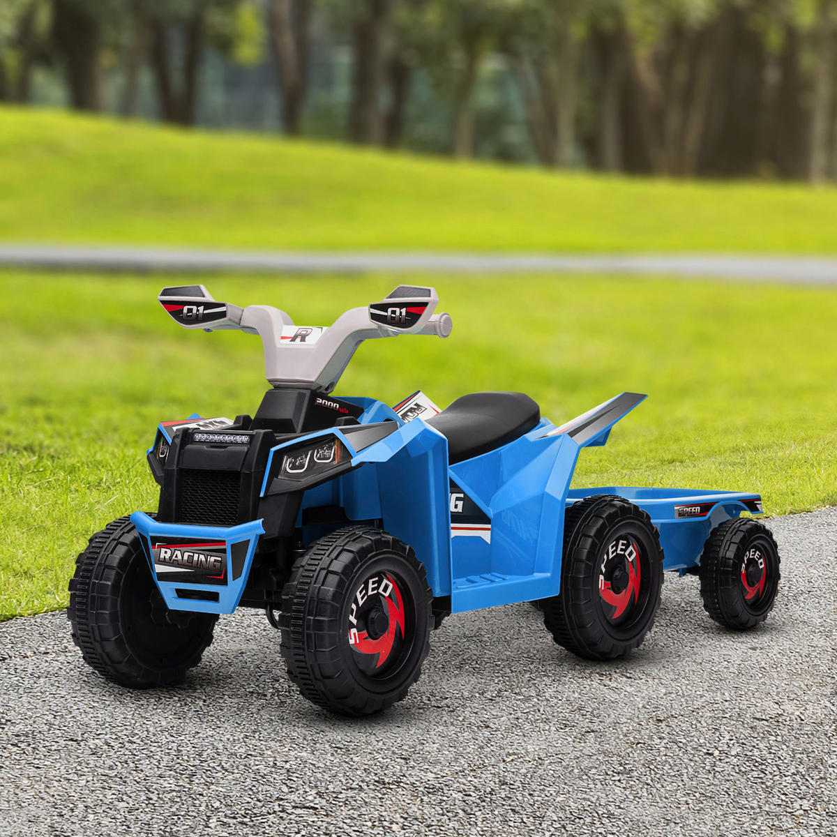 HOMCOM Kinder Elektrofahrzeug grau B/H/L: ca. 41,5x48,5x106 cm Kinder Elektrofahrzeug - blau/schwarz (106,00/41,50/48,50cm) - HOMCOM