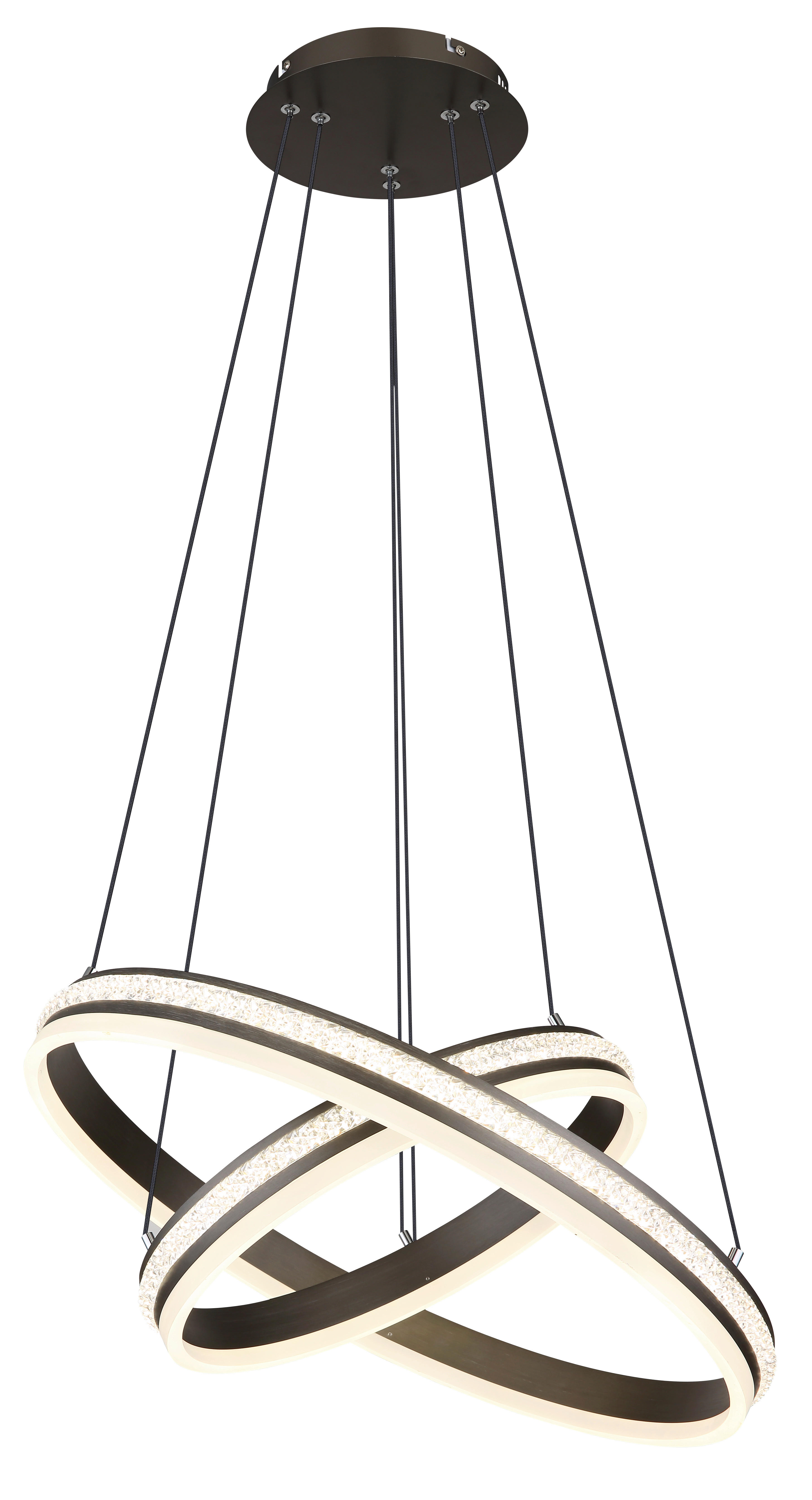 GLOBO LED-Pendelleuchte titanfarbig klar Metall Kunststoff H/D: ca. 120x60 cm GROUNI - klar/titanfarbig (60,00/120,00cm) - GLOBO