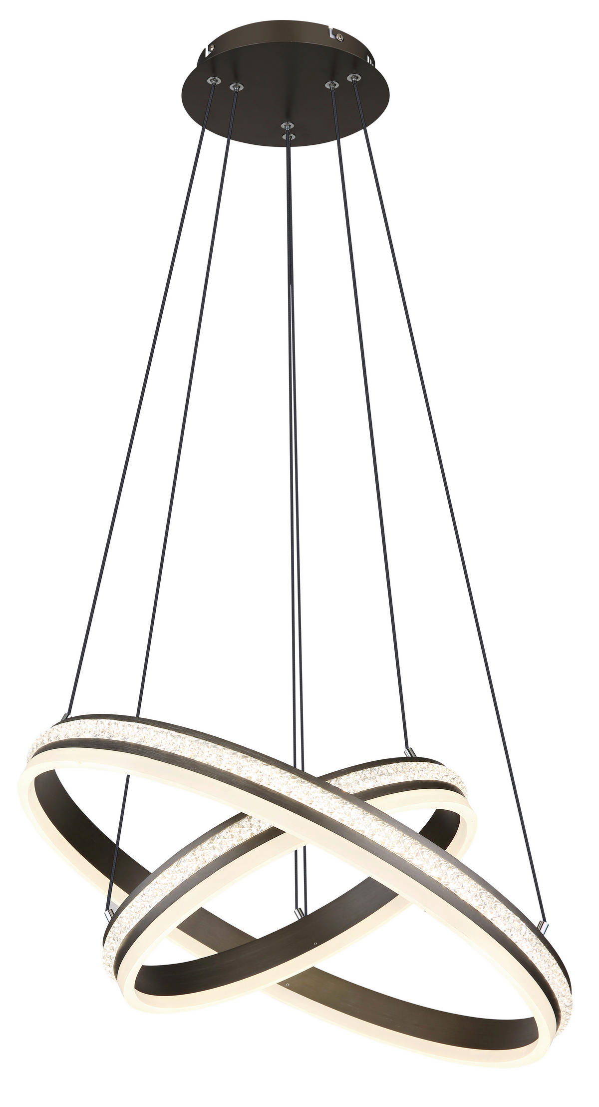 GLOBO LED-Pendelleuchte titanfarbig klar Metall Kunststoff H/D: ca. 120x60 cm GROUNI - klar/titanfarbig (60,00/120,00cm) - GLOBO