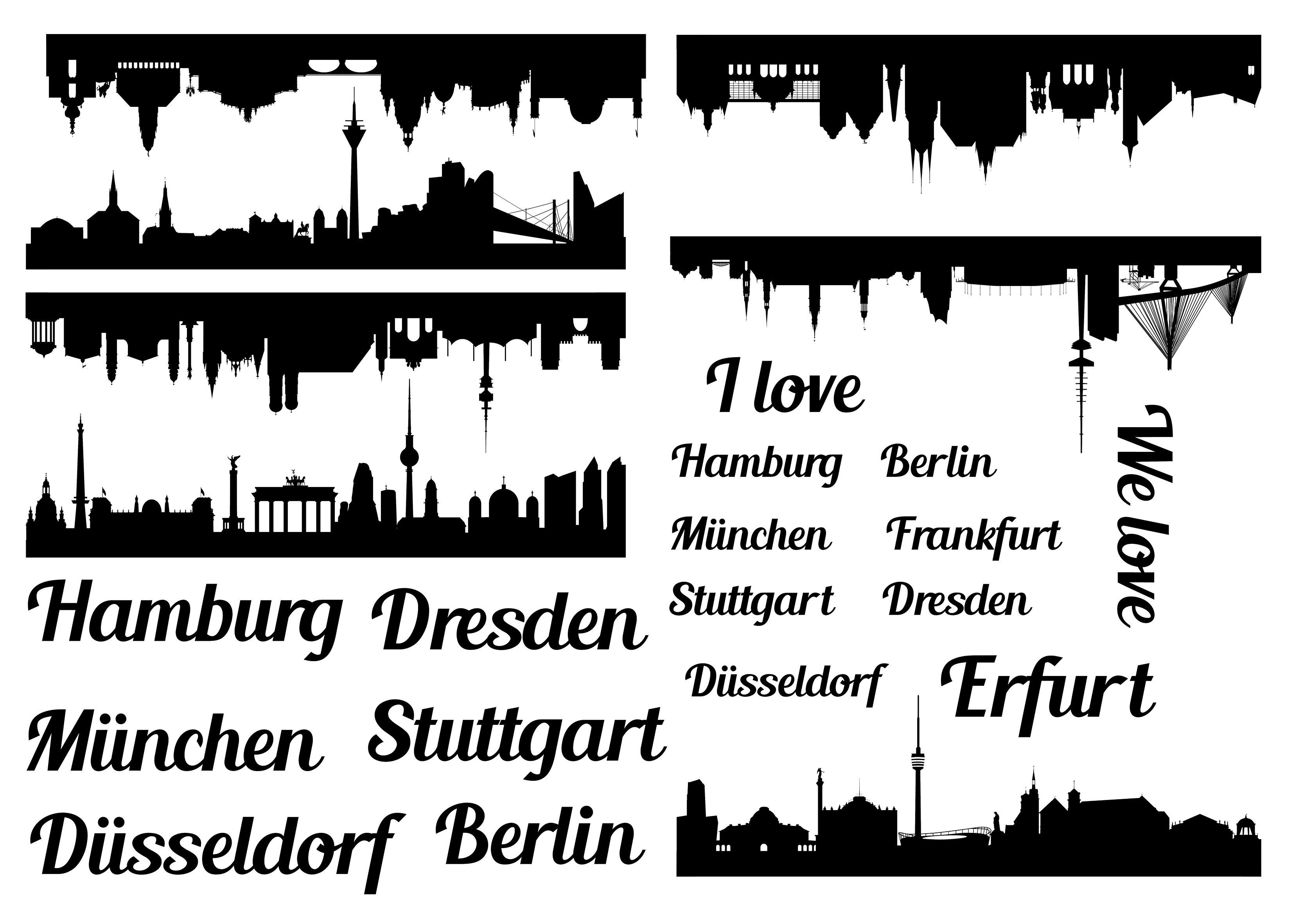Dekosticker Städte schwarz B/L: ca. 50x70 cm 2 tlg. Dekosticker Skylines - schwarz (50,00/70,00cm)