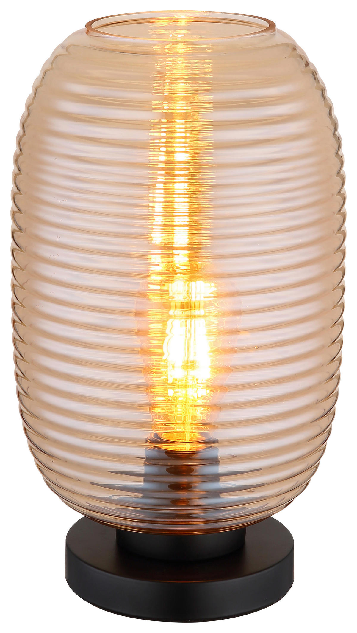 GLOBO Tischleuchte JEFREY 15794TA schwarz amber Metall Glas H/D: ca. 35x20 cm E27 1 Brennstellen JEFREY - schwarz/amber (20,00/35,00cm) - GLOBO