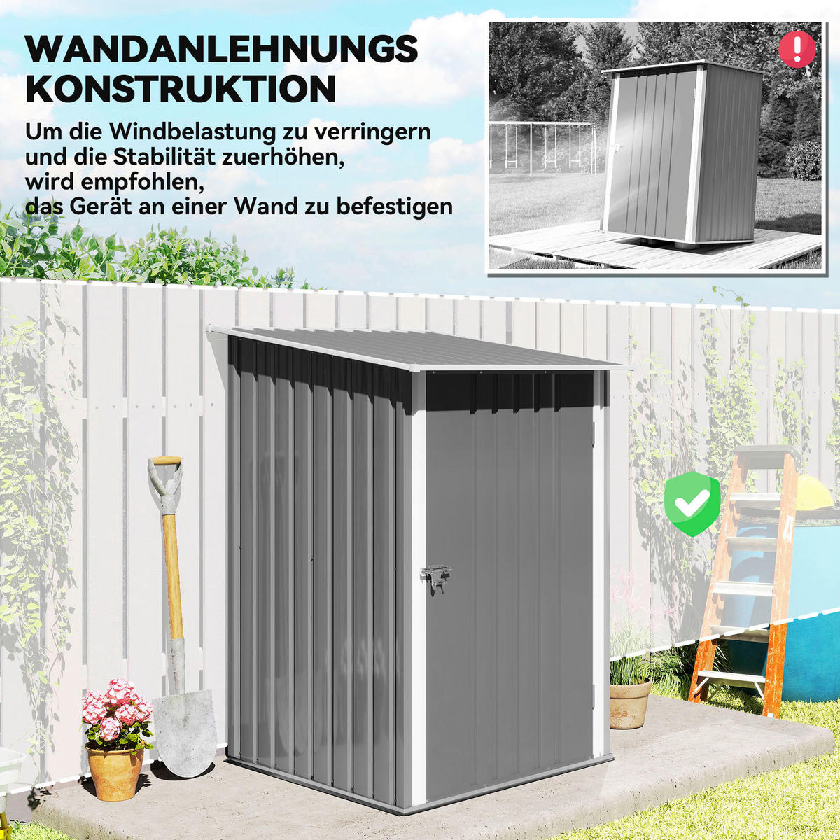 Outsunny Gerätehaus grau B/H/L: ca. 103x160x100 cm Gerätehaus - grau (100,00/103,00/160,00cm) - Outsunny