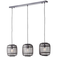 Brilliant Pendelleuchte Woodrow 93778/76 natur schwarz Bambus Metall B/H/T: ca. 105x125x21,5 cm E27 3 Brennstellen Pendelleuchte Woodrow 93778/76 - natur/schwarz (105,00/125,00/21,50cm) - Brilliant