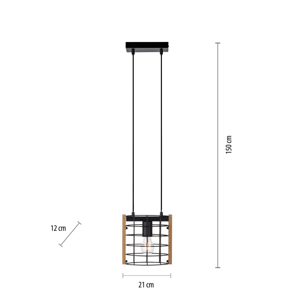Just Light Pendelleuchte DRAIN 15251-18 kiefer schwarz Metall Holz B/H/T: ca. 21x150x12 cm E27 1 Brennstellen DRAIN - kiefer/schwarz (21,00/150,00/12,00cm) - Just Light