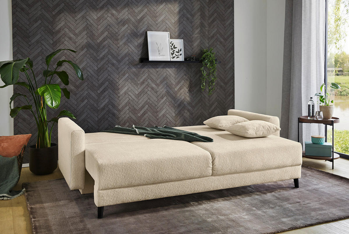 Schlafsofa  beige B/H/T: ca. 217x86x94 cm Björn_Schlafsofa 410/07-410/07 - beige/schwarz (217,00/86,00/94,00cm)