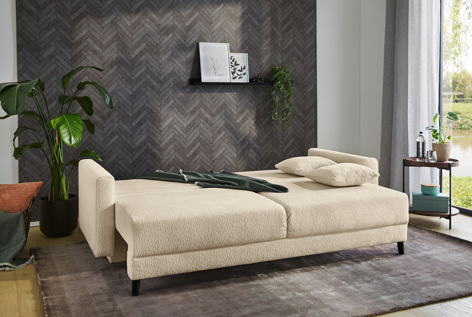 Thumbnail - Schlafsofa  beige B/H/T: ca. 217x86x94 cm