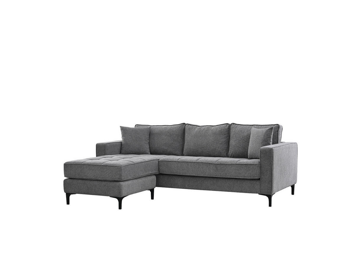 Ecksofa hellgrau Microfaser B/H/T: ca. 238x67x185 cm Pirlo_2S-OT_Ecksofa - hellgrau/schwarz (238,00/67,00/185,00cm)