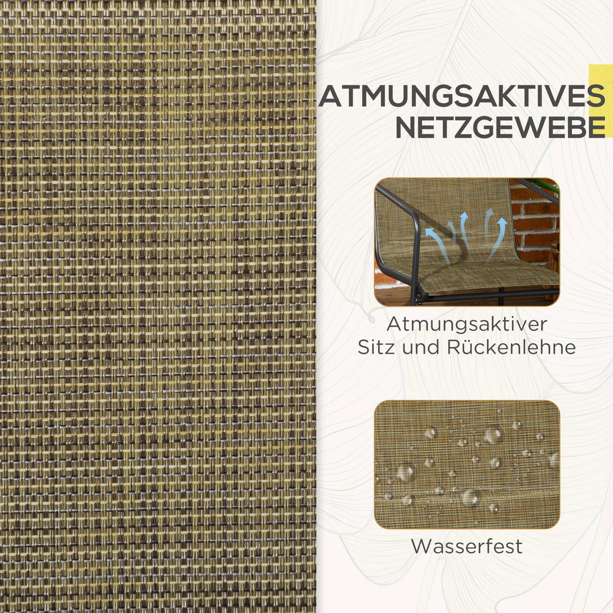 Outsunny Gartenstuhl 2er-Set braun Mesh B/H/L: ca. 66,5x88x54 cm Gartenstuhl 2er-Set - braun (54,00/66,50/88,00cm) - Outsunny
